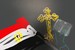 7.2.2011 Zwei Religionen ein Gegner bei Protestengegen das ägyptische Regime halten Kopten und Muslime Kreuz und Koran hoach